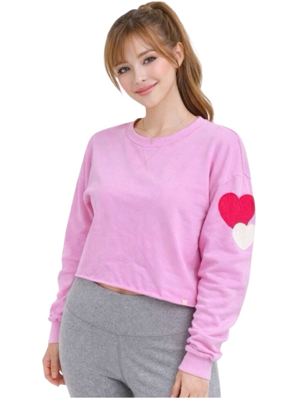 JoyLab™ Valentine’s Day Patchwork Crew Neck Sweatshirt - Size Small